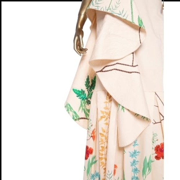 Johanna Ortiz Cream Floral Embroidered Botanical Maxi Skirt Art-inspired Luxury - Picture 5 of 17
